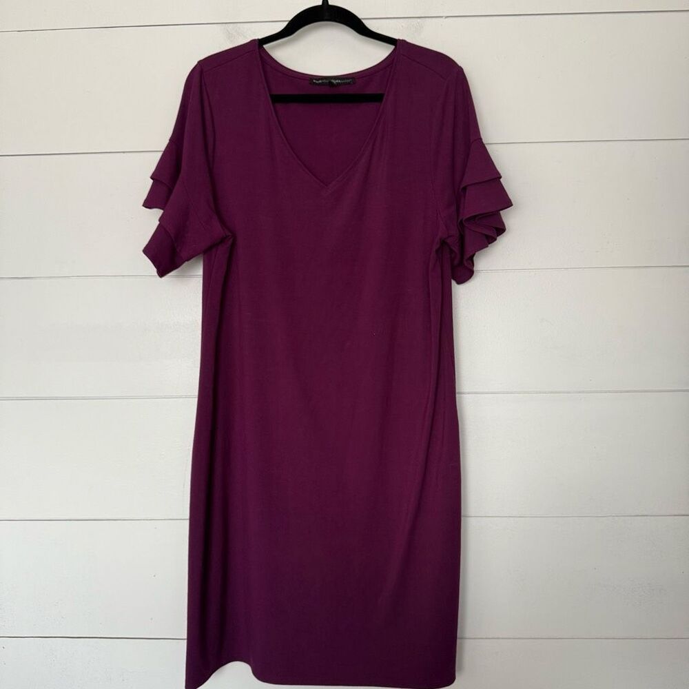 White House Black Market Women’s XS Maroon Ruffle Sleeve Dress